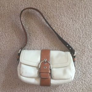 Coach small white leather shoulder bag